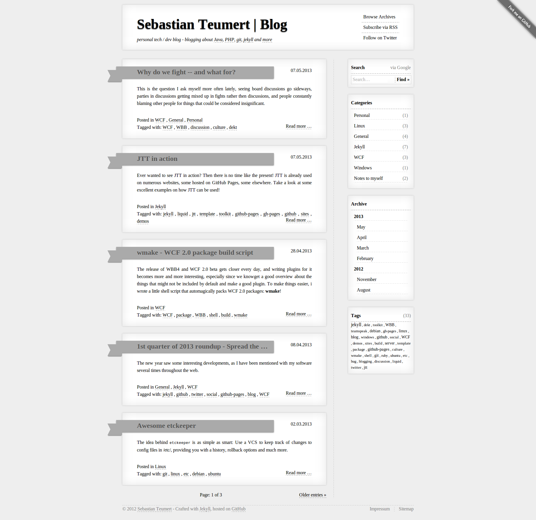 Old blog layout